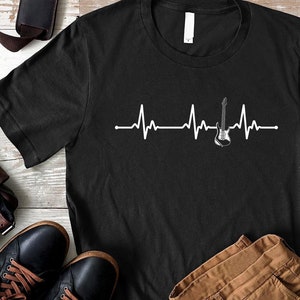 Guitar Heartbeat Shirt, Cool Guitar Lover, Gift for Guitarist, Rock Band Shirt, Guitar Player, Electric Guitar, Christmas Gift, Musician Tee