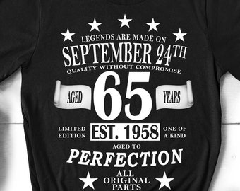 Big 65th Birthday Shirt, Customized 65th Birthday, Born 1958, Legendary Tee, Limited Edition 65th Bday Gift, 65 Years Old, Grandpa Bday