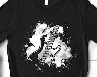 Camisa de guitarra, camiseta de guitarra retro funky, amante de la música, regalo para guitarrista, camisa de banda de rock, guitarrista, guitarra eléctrica, regalo de Navidad