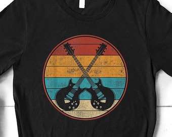 Camisa de guitarra vintage, camiseta de guitarrista retro, amante de la música, regalo para guitarrista, camisa de banda de rock, guitarrista, guitarra eléctrica, regalo de Navidad