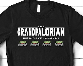 Grandpalorian Personalized T-Shirt, Custom Kid Names, Father's Day Gift