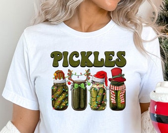 Retro eingemachtes Gurken-Weihnachts-Shirt, Weinlese-Gurken-Glas-Weihnachtslicht, Gurken-Liebhaber, Weihnachtsgeschenk-Idee, Weihnachts-Sweatshirt, Gurken-T-Stück