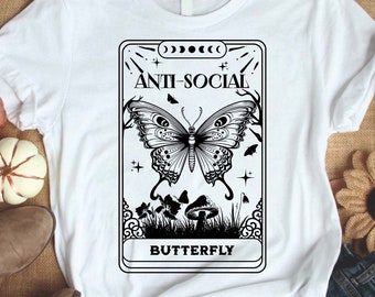 Tarot Card Camisa de mariposa antisocial, sudadera antisocial, camiseta de mariposa antisocial, mariposa de tarot, sarcástico, introvertido, camisa de tarot