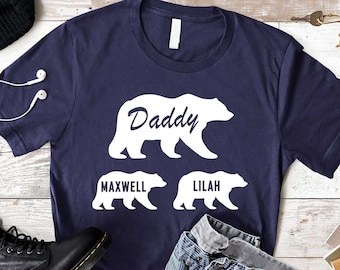 Personalisiertes Daddy Bär Shirt mit Kindernamen, Geschenk zum Vatertag