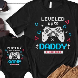 Leveled Up To Daddy, Dad And Son Matching Shirts, Gamer Dad, Leveled To Dad, Video Game Controller, Gaming, New Dad, Funny Father&#39;s Day Gift