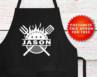 Tablier de barbecue Grill Master, tablier pour papa, cadeau personnalisé pour papa, cadeau barbecue pour papa, cadeau pour lui, tablier de grill, fête des pères, cadeau de Noël