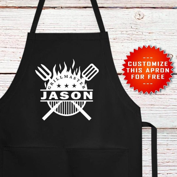 Grill Master BBQ Apron, Dad Apron, Personalized Gift for Dad, Dad Barbecue Gift, Gift For Him, Grill Apron, Fathers Day, Christmas Gift