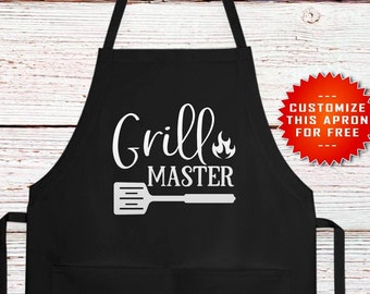 Personalized Grill Master BBQ Apron, Gift for Dad