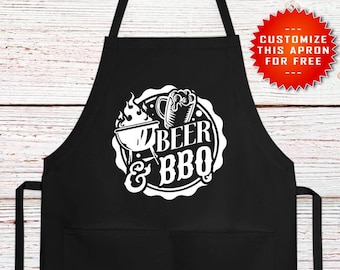 Beer And BBQ Apron, Grill Apron, Funny BBQ Apron, Grilling Apron, Dad Apron, Grill Dad Gift, Funny Dad Gift, Father's Day Gift, Barbeque Tee