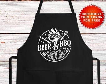 Beer And BBQ Apron, Grill Apron, Funny BBQ Apron, Grilling Apron, Dad Apron, Grill Dad Gift, Funny Dad Gift, Father's Day Gift, Barbeque Tee