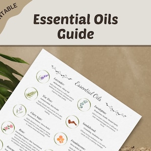 Essential Oil Guide, Aromatherapy, Essential Oil Chart, Self Care Guide, Printable