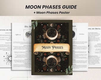 Moon Phases Guide: Lunar Grimoire Pages, Witchcraft (PDF Pattern)