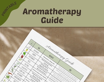 Aromatherapy Essential Oil Guide, Aromatherapy, Essential Oil Chart, Self Care Guide, Printable.