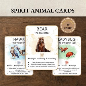 Carte degli animali spirituali, familiari delle streghe, mazzo di oracoli stampabile, pagine del grimorio