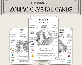 Sternzeichen-Kristallkarten: Handbuch (Printable)