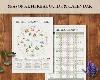 Herbal Calendar & Seasonal Guide Printable Set | Gardening (Digital Download)