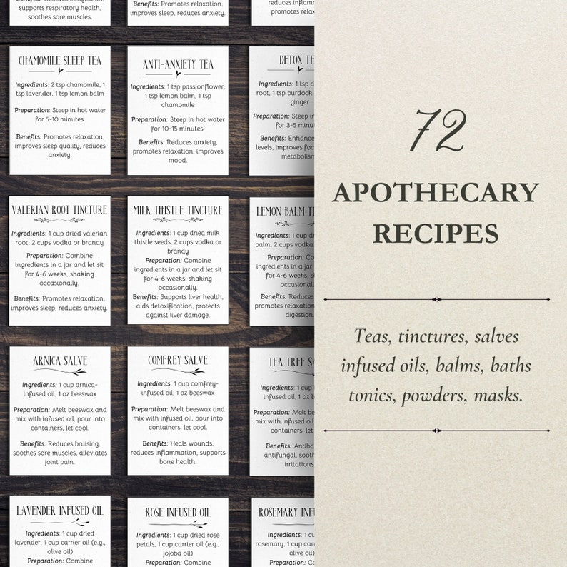 apothecary recipe cards