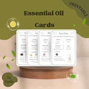 Informatiekaarten etherische olie, afdrukbare kaarten etherische olie, kaarten aromatherapie, gids etherische olie, kaarten, betekeniskaarten etherische olie