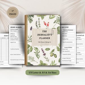 Herb Planner, Herb Journal, Witch Herb Printable, Herbalist Notebook, Apothecary