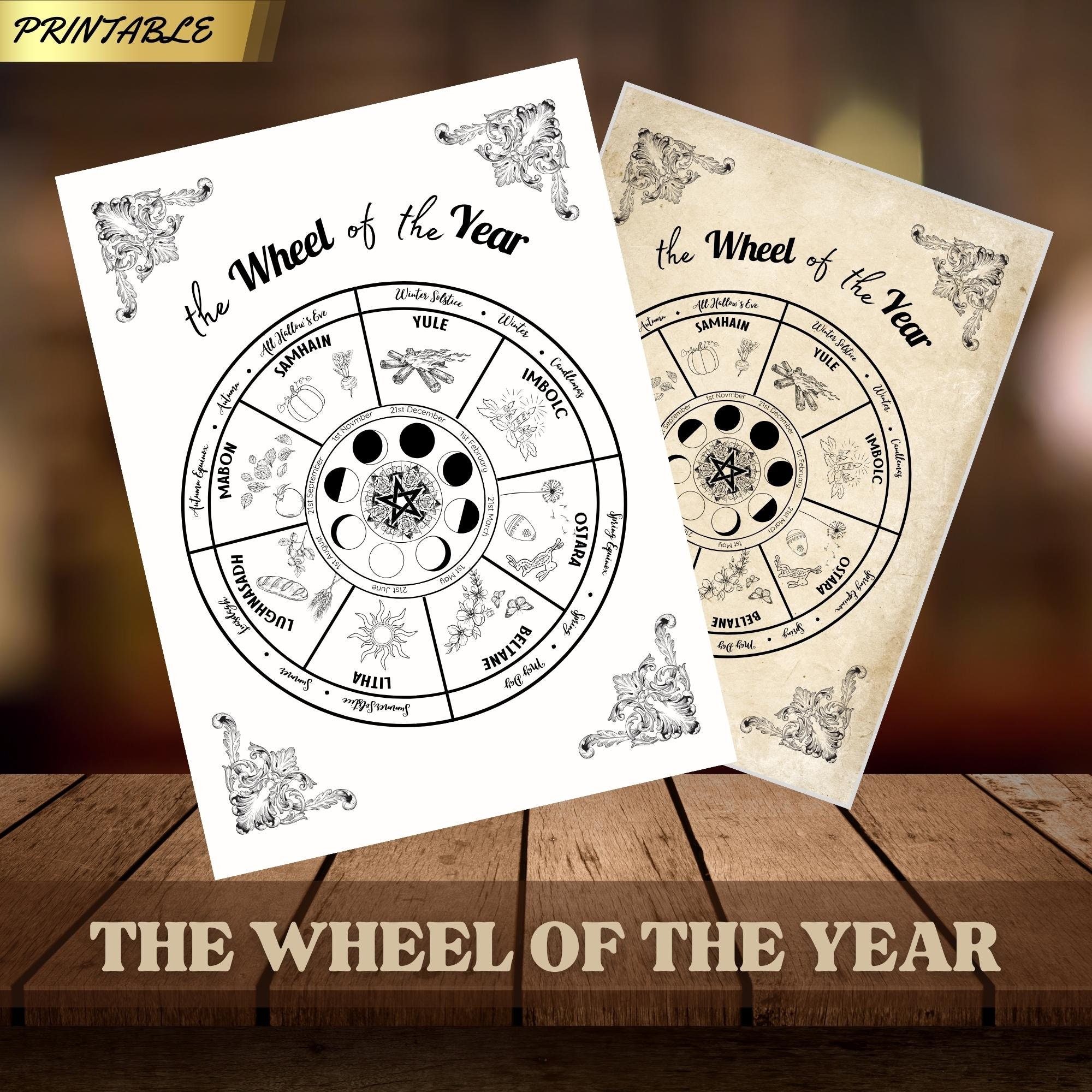 Wheel of The Year Printable: Pagan Calendar, Book Of Shadows (PDF)