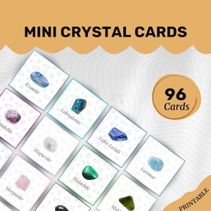 Mini cartes cristal, 96 mini cartes cristal, cartes cristal imprimables, cartes pierres précieuses, pierres précieuses imprimables