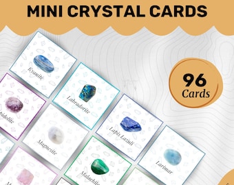 96 Mini Kristall Karten: Edelstein Karteikarten zum Ausdrucken (PDF)