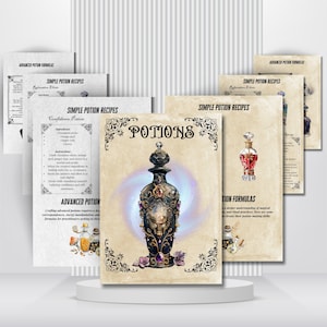 Potions Grimoire-pagina&#39;s: afdrukbare hekserijrecepten (digitale download)