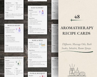 Karty z przepisami aromaterapii: 48 mieszanek olejków eterycznych (wersja cyfrowa do pobrania)