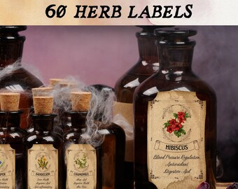 Apotheker Etiketten, Druckbare Kräuter & Gewürze Etiketten, Druckbare Apotheker, Druckbare Etiketten für Gläser, Hexenapotheker