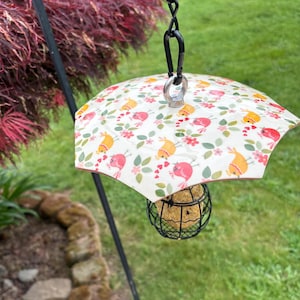 Handmade Ceramic Umbrella Bird Feeder: Whimsical Garden Decor