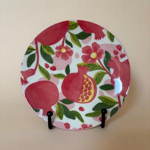 Ceramic spoon rest pomegranate pattern , Handmade Spoon Rest, Small Fruit Bowl, Retro Kitchen Decor, ceramic dish