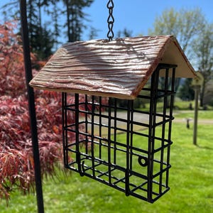 SALE-Ceramic Roof Suet Bird Feeder, Bird Feeder,  Bird Lovers Gift,Outdoor Bird Feeder, Garden Decor, bird feeder with rain guard