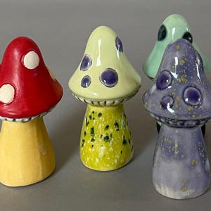 Ceramic whimsical Mushrooms, garden art decorations, plant decor, fairy garden decor, mushroom decor, mushroom lover gift, terrarium decor