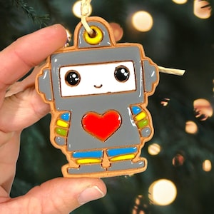 Robot with Heart Ornament (color variations)