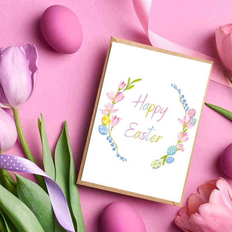 Happy Easter Printable Card, Printable Easter Card, 5x7 Card, Instant ...