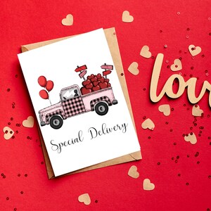 Truck Valentine&#39;s card, Valentine&#39;s Day printable card, Valentine&#39;s Day card, 5x7 card, Special Delivery Truck