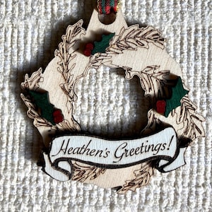 Heathens Greetings, heathen ornament, pagan ornament, witchy ornament, solstice ornament, Yule ornament, Wiccan ornament, goth ornament