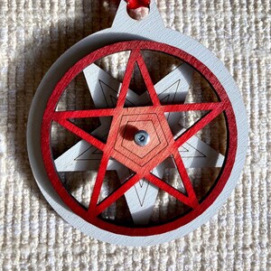 Pentagram ornament, spinning ornament, pentacle ornament, star ornament, winter solstice ornament, Yule ornament, pagan ornament, Wiccan