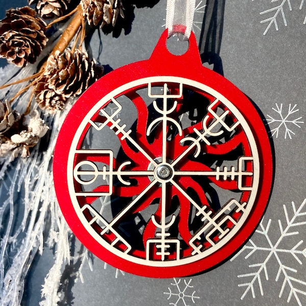 Wayfinder ornament, Vegvisir, Icelandic ornament, Viking, wooden ornament, Christmas ornament, Viking, Norse, pagan, Celtic, druid