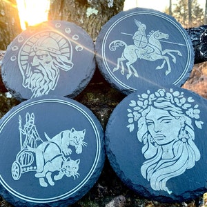 Viking Coasters - Odin Coasters - Father’s Day - anniversary husband - Coaster Set - Symbol Coasters - Cat Coasters - Norse Coasters