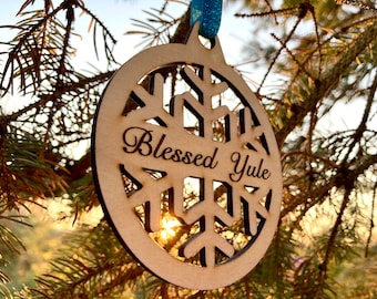 Blessed Yule Ornament, Winter solstice ornament, Yule ornament, pagan ornament, druid, viking ornament, witchy ornament, stocking stuffer