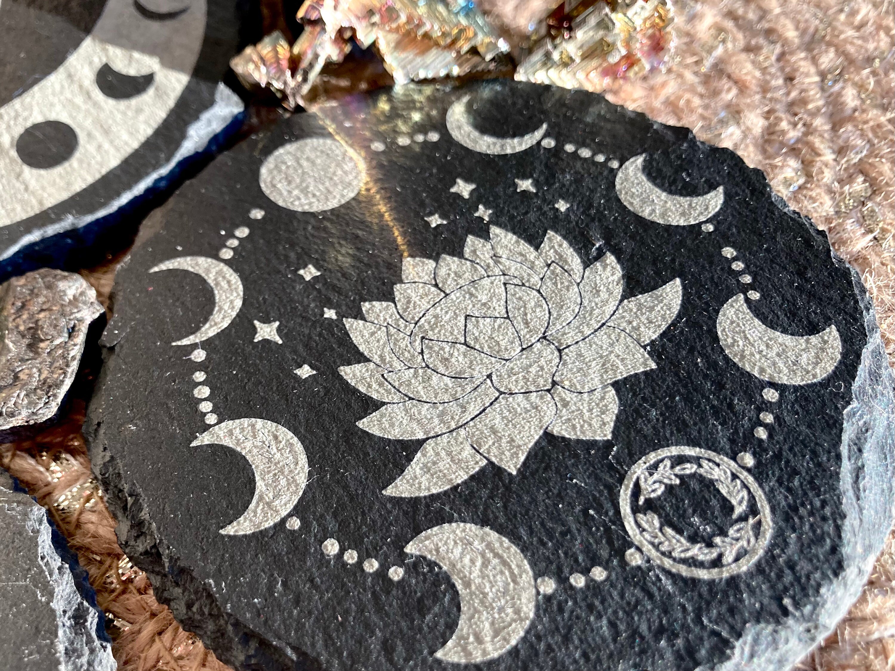 Moon Rug Coaster Wiccan Coasters - Sun and Moon Coasters - Occult Coasters - Celestial ...