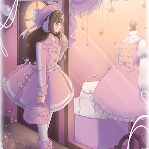 Lolita Fashion shopping art print