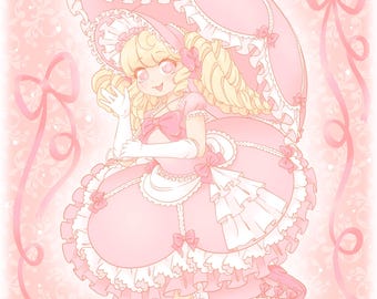 Pink lolita fashion art print