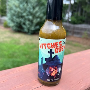 Witches Brew Jalapeno Hot Sauce, Perfect to spice up your Halloween foods and parties