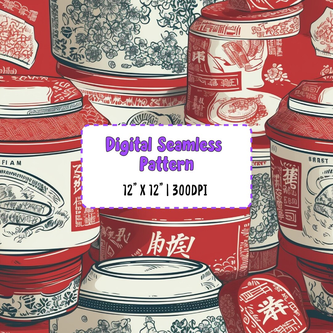 Chinese Food Containers Seamless Printable Pattern Hires Etsy