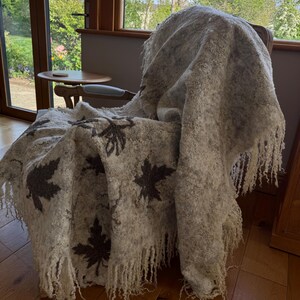 hand felted  with teeswater   fleece locks blanket