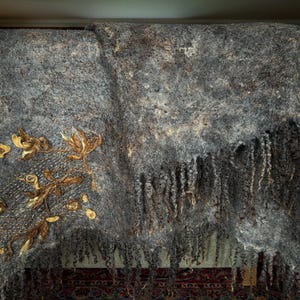 hand felted  wool blanket.  rich textures, natural fibres, and a warm autumn colour  palette