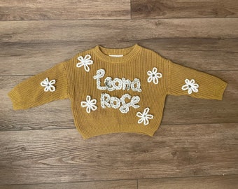 embroidered name sweater | baby name sweater | name sweater | embroidered sweater | baby sweater | embroidered sweater romper
