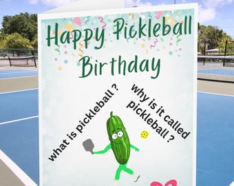 Biglietto di compleanno divertente per il giocatore di pickleball. Regali carini per l'amante del pickleball. Regalo divertente per giocare alle regole del pickleball.